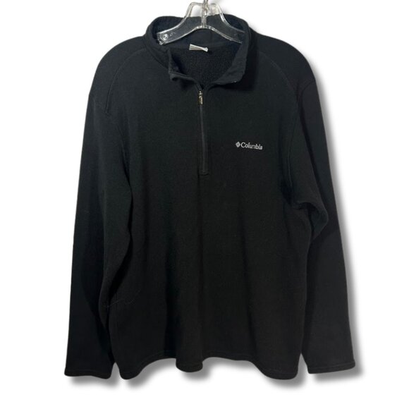 Columbia Mens L Long Sleeve Black Half Zip Fleece Pullover GORP Hiking Camping - Picture 1 of 8